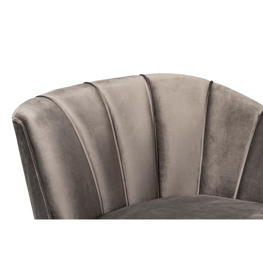 Kailyn Glam and Luxe Grey Velvet Fabric Upholstered and Gold Finished Sofa. Picture 5