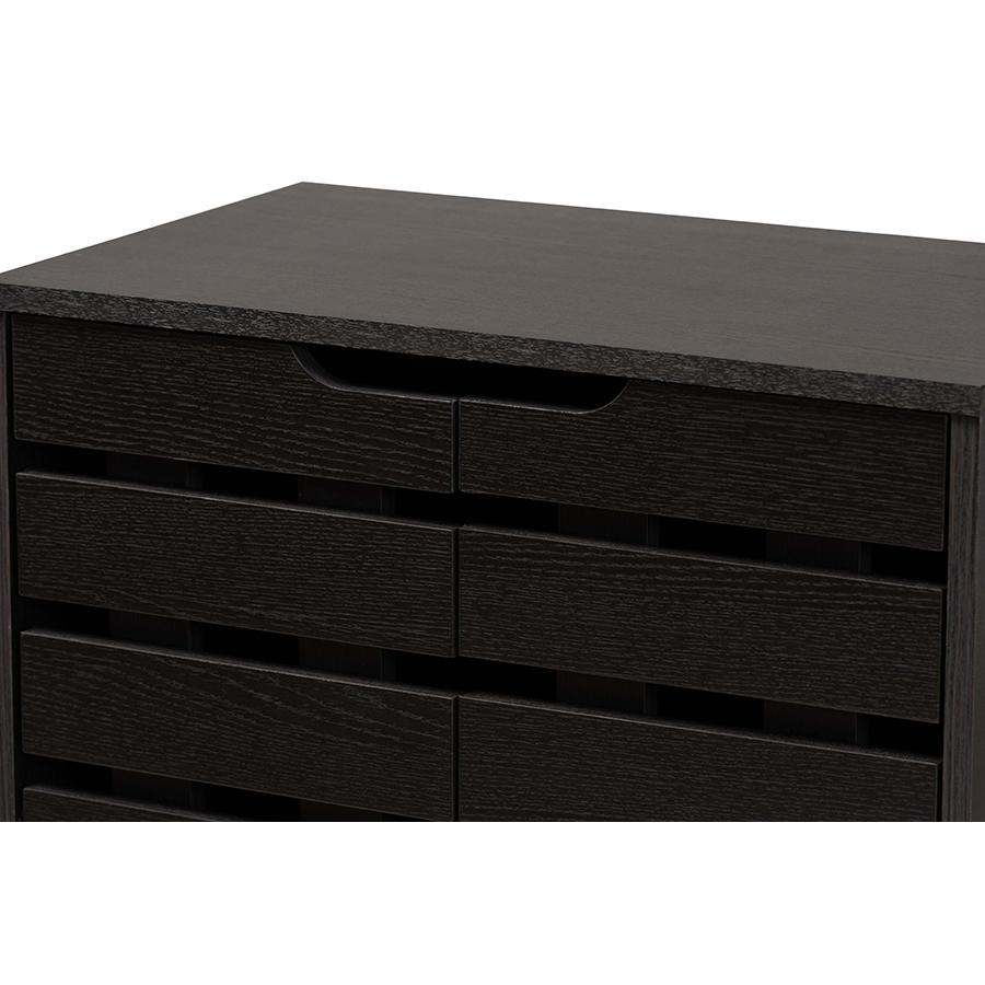 Dark Brown Finished Wood 2-Door Shoe Storage Cabinet. Picture 5