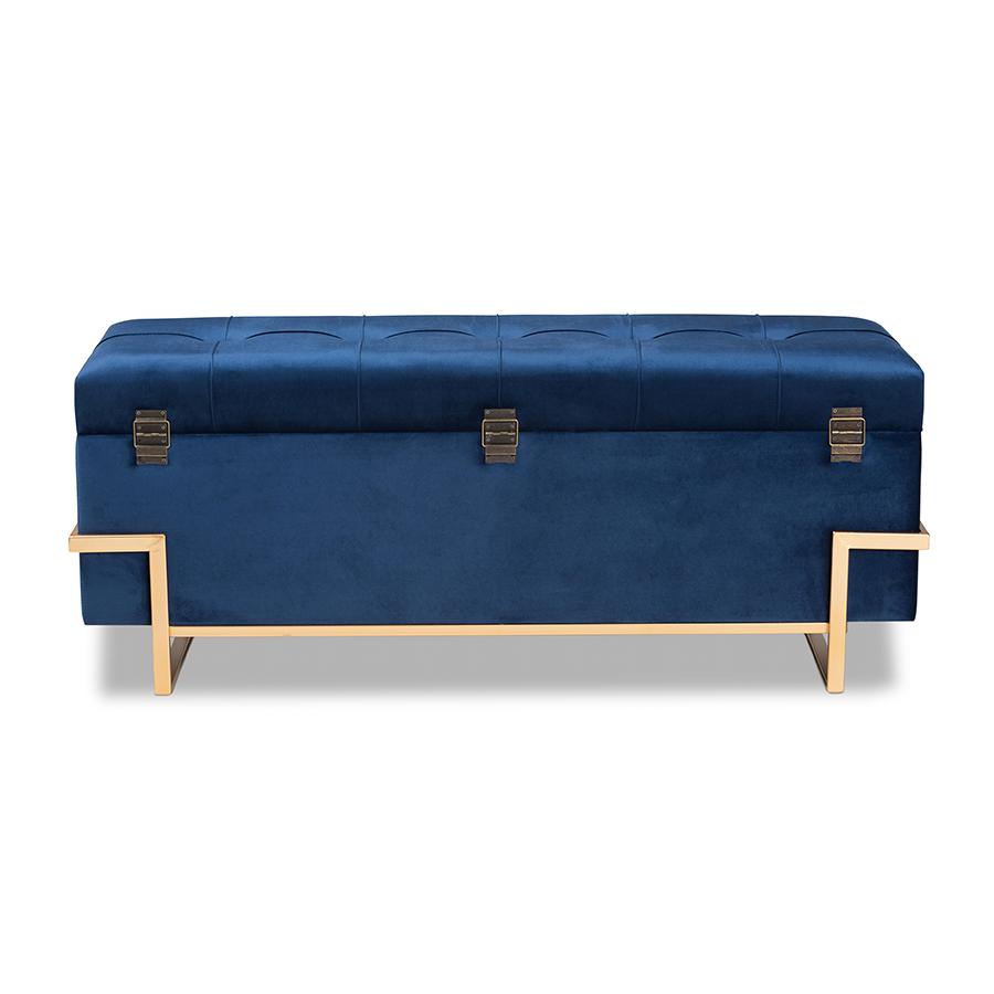 Gold Metal Finished Storage Ottoman. Picture 5