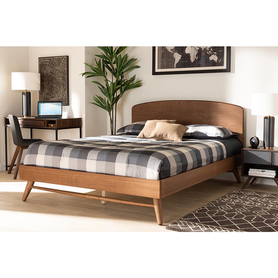 Transitional Walnut Brown Finished Wood Full Size Platform Bed. Picture 6