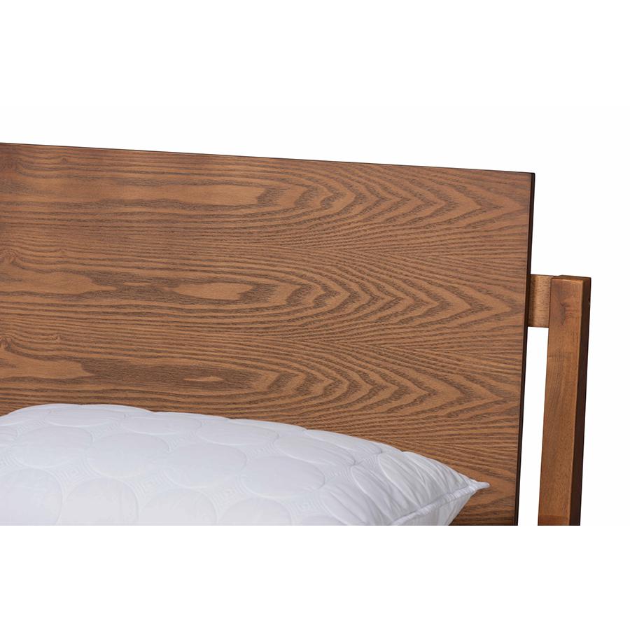 Giuseppe Modern and Contemporary Walnut Brown Finished Full Size Platform Bed. Picture 4