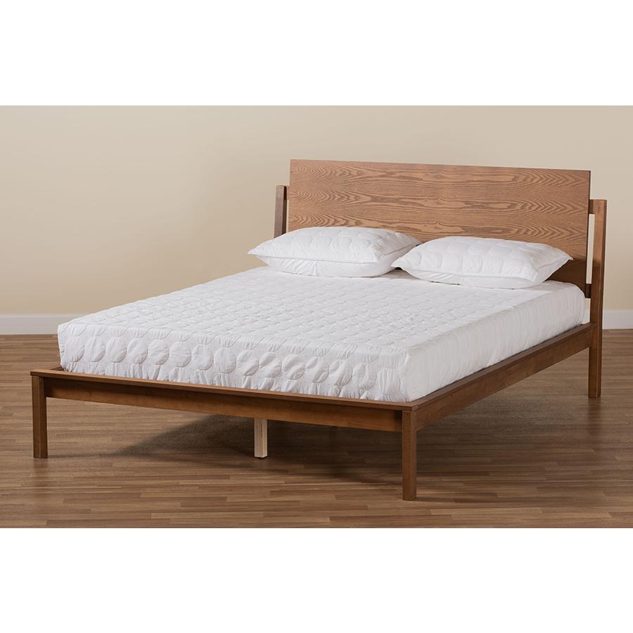 Giuseppe Modern and Contemporary Walnut Brown Finished Full Size Platform Bed. Picture 7