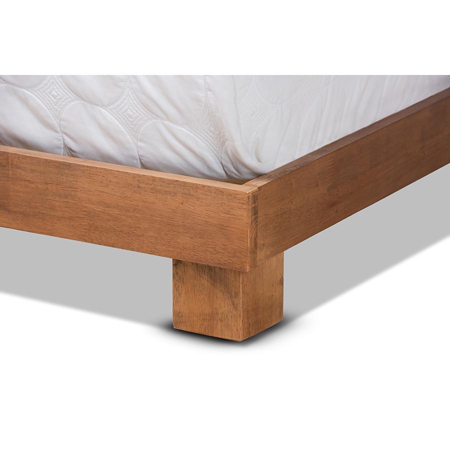 Haines Modern and Contemporary Walnut Brown Finished Wood Full Size Platform Bed. Picture 5