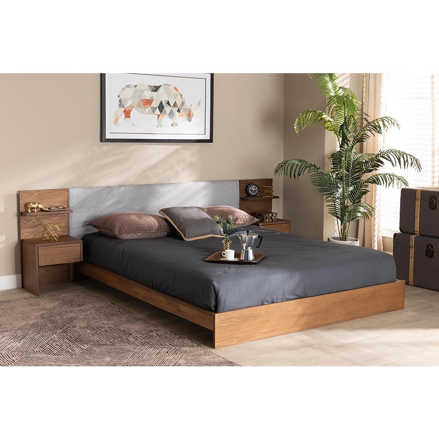 Finished Wood Queen Size Platform Storage Bed with Built-In Nightstands. Picture 8