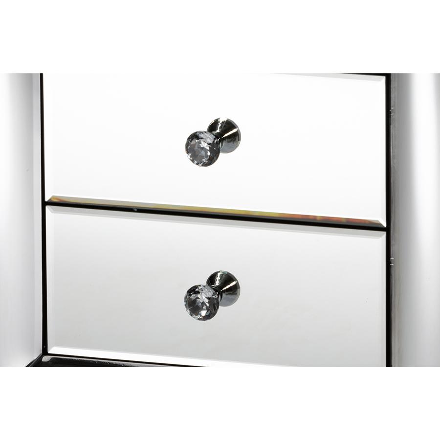 Baxton Studio Pauline Contemporary Glam and Luxe Mirrored 3-Drawer Nightstand. Picture 5