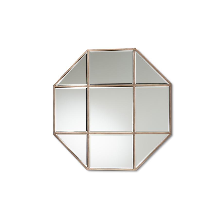Antique Bronze Finished Metal Geometric Accent Wall Mirror. Picture 1