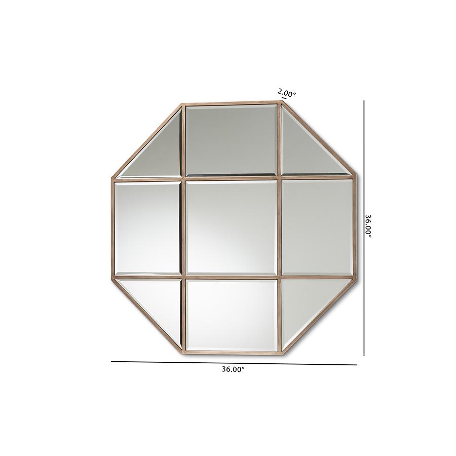 Antique Bronze Finished Metal Geometric Accent Wall Mirror. Picture 3