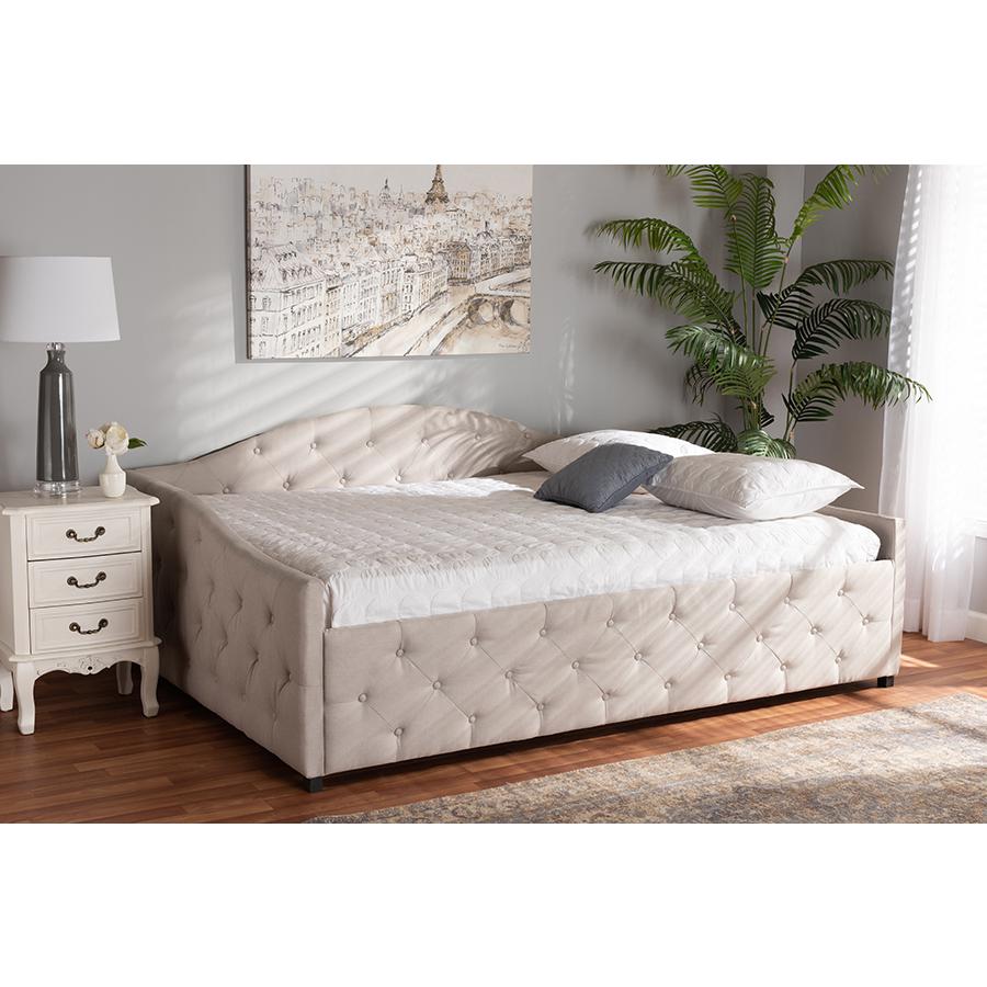 Transitional Beige Fabric Upholstered Full Size Daybed. Picture 6