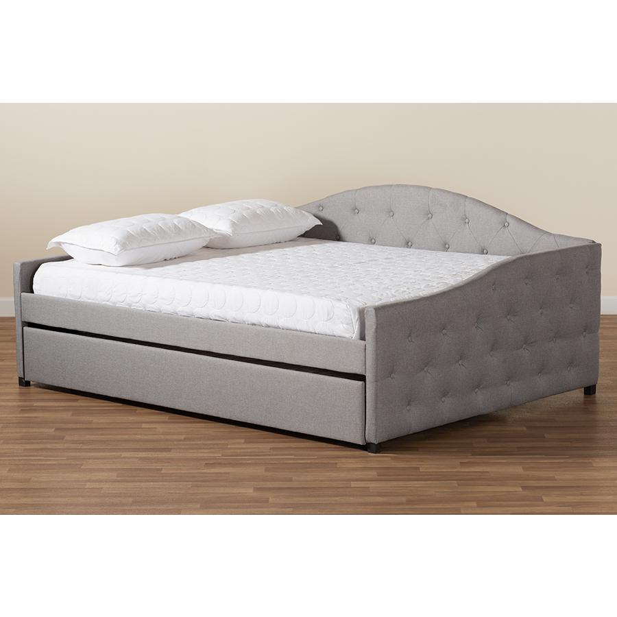 Transitional Grey Fabric Upholstered Full Size Daybed with Trundle. Picture 10