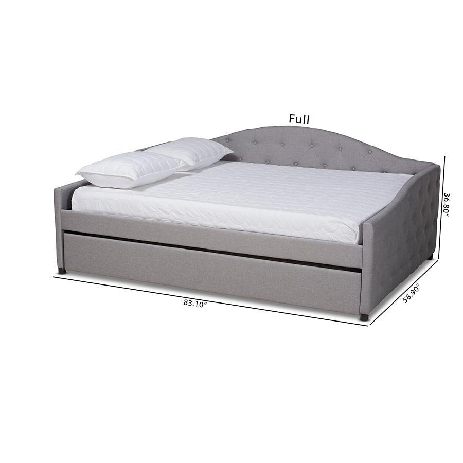 Transitional Grey Fabric Upholstered Full Size Daybed with Trundle. Picture 11