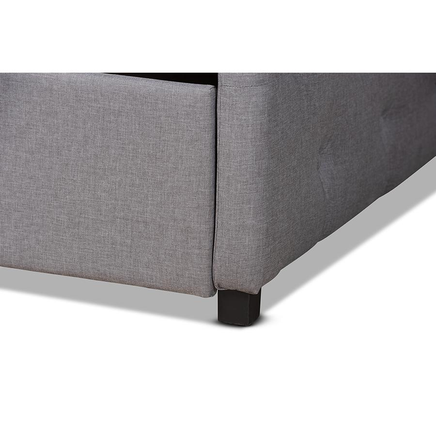 Transitional Grey Fabric Upholstered Full Size Daybed with Trundle. Picture 7