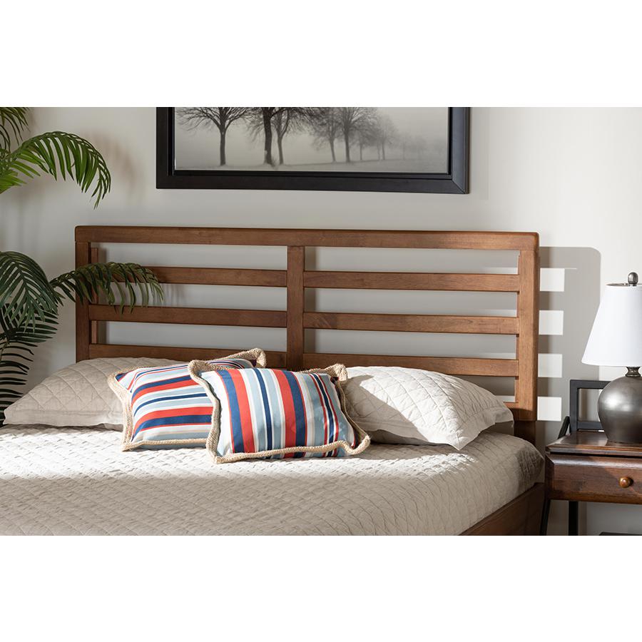 Akemi Modern and Contemporary Ash Walnut Finished Wood Full Size Headboard. Picture 3