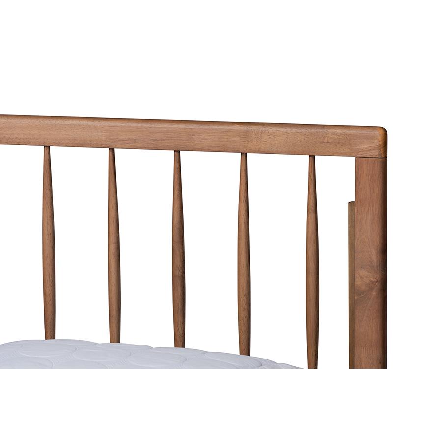 Sora Mid-Century Modern Ash Walnut Finished Wood Full Size Platform Bed. Picture 4