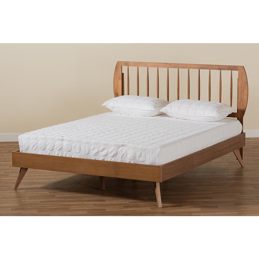 Emiko Modern and Contemporary Walnut Brown Finished Wood Full Size Platform Bed. Picture 7