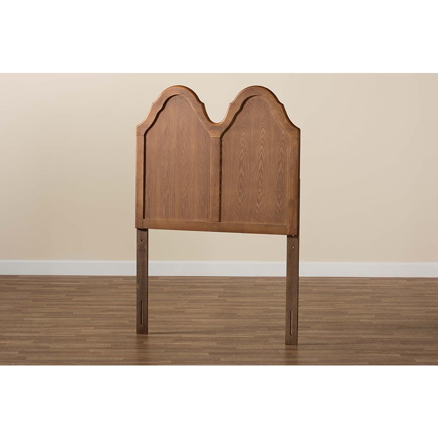 Traditional Ash Walnut Finished Wood Twin Size Arched Headboard. Picture 4