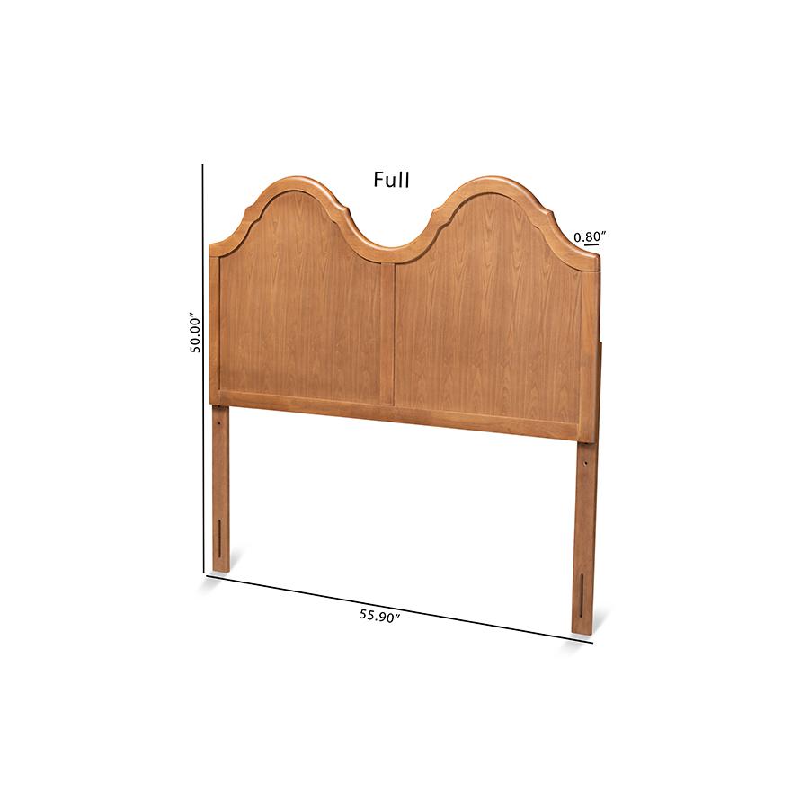 Traditional Ash Walnut Finished Wood Full Size Arched Headboard. Picture 5