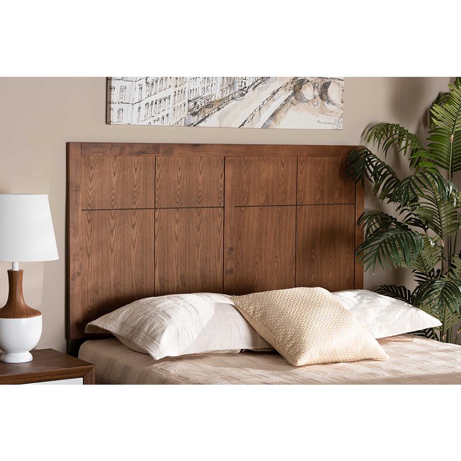 Transitional and Rustic Ash Walnut Finished Wood Full Size Headboard. Picture 3