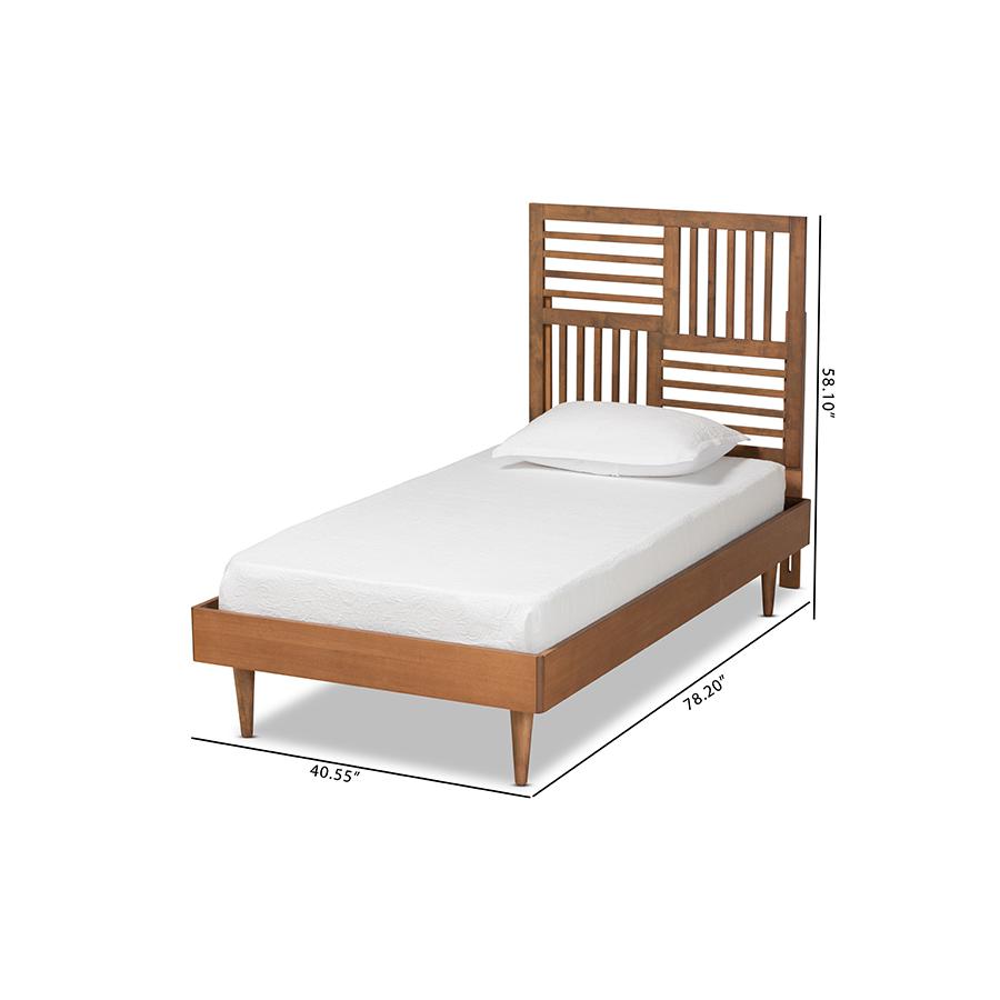 Romy Modern and Contemporary Walnut Brown Finished Wood Twin Size Platform Bed. Picture 8