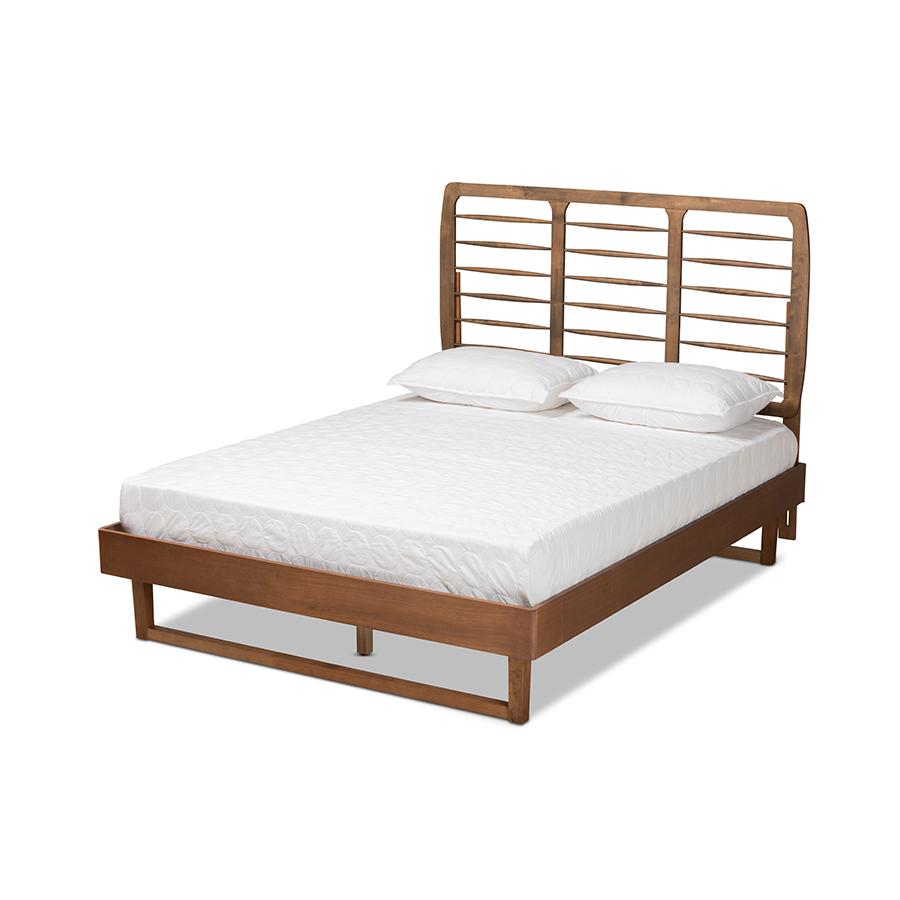 Lucie Modern and Contemporary Walnut Brown Finished Wood Full Size Platform Bed. Picture 1