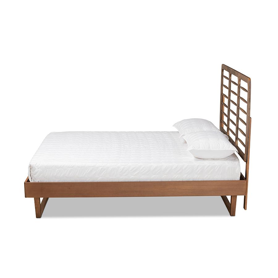 Lucie Modern and Contemporary Walnut Brown Finished Wood Full Size Platform Bed. Picture 2
