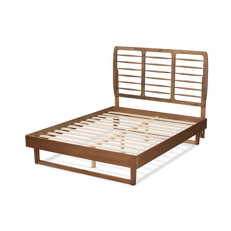 Lucie Modern and Contemporary Walnut Brown Finished Wood Full Size Platform Bed. Picture 3
