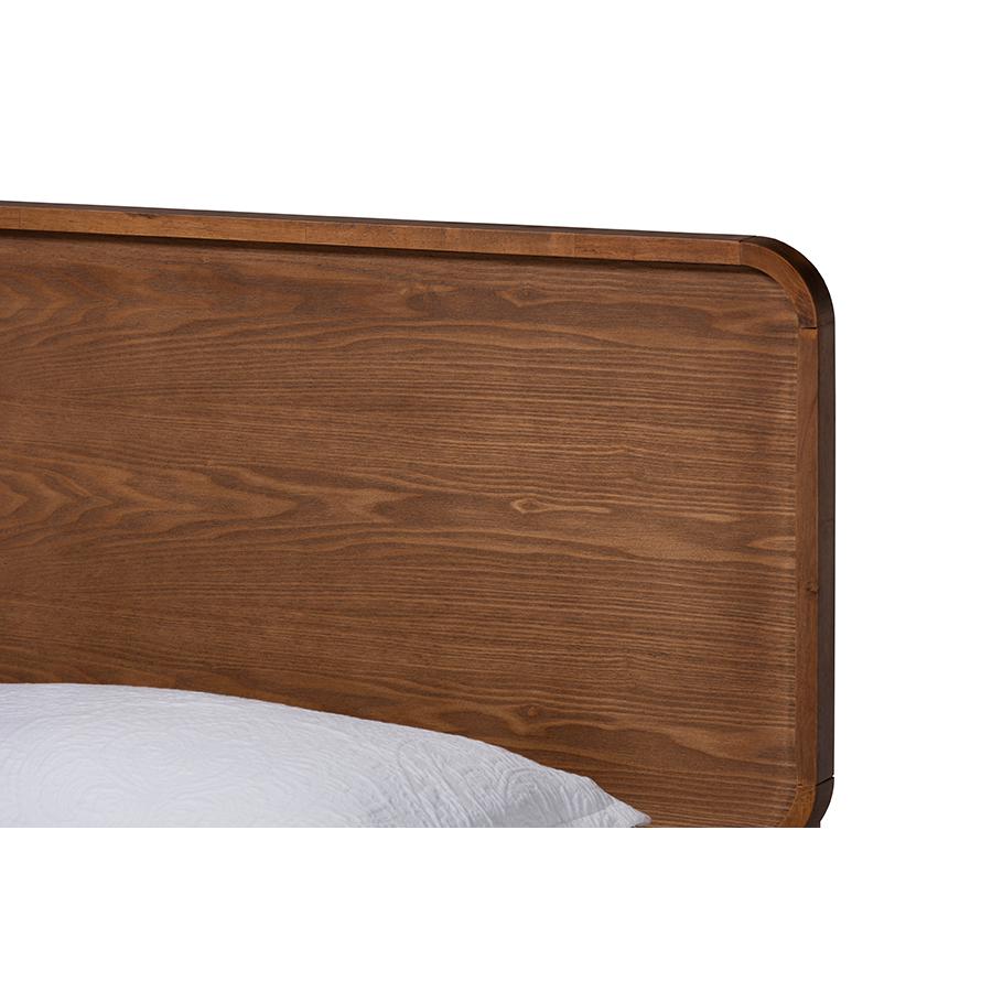 Transitional Walnut Brown Finished Wood Twin Size Platform Bed. Picture 4