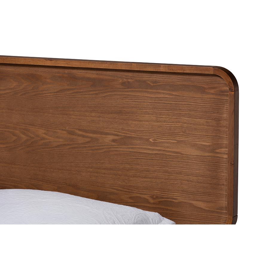 Transitional Walnut Brown Finished Wood Twin Size Platform Bed. Picture 4