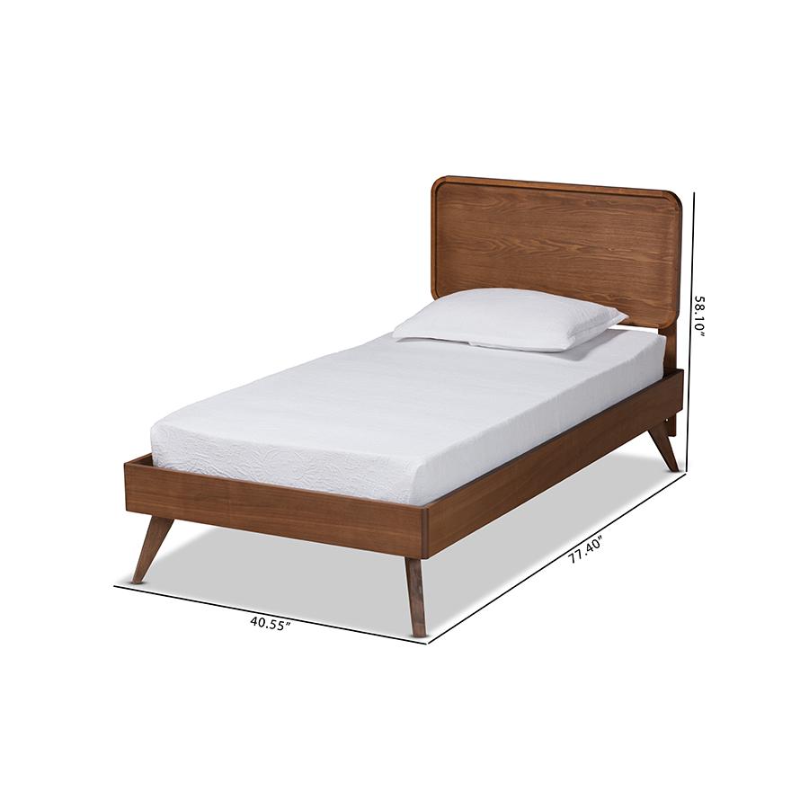 Transitional Walnut Brown Finished Wood Twin Size Platform Bed. Picture 8