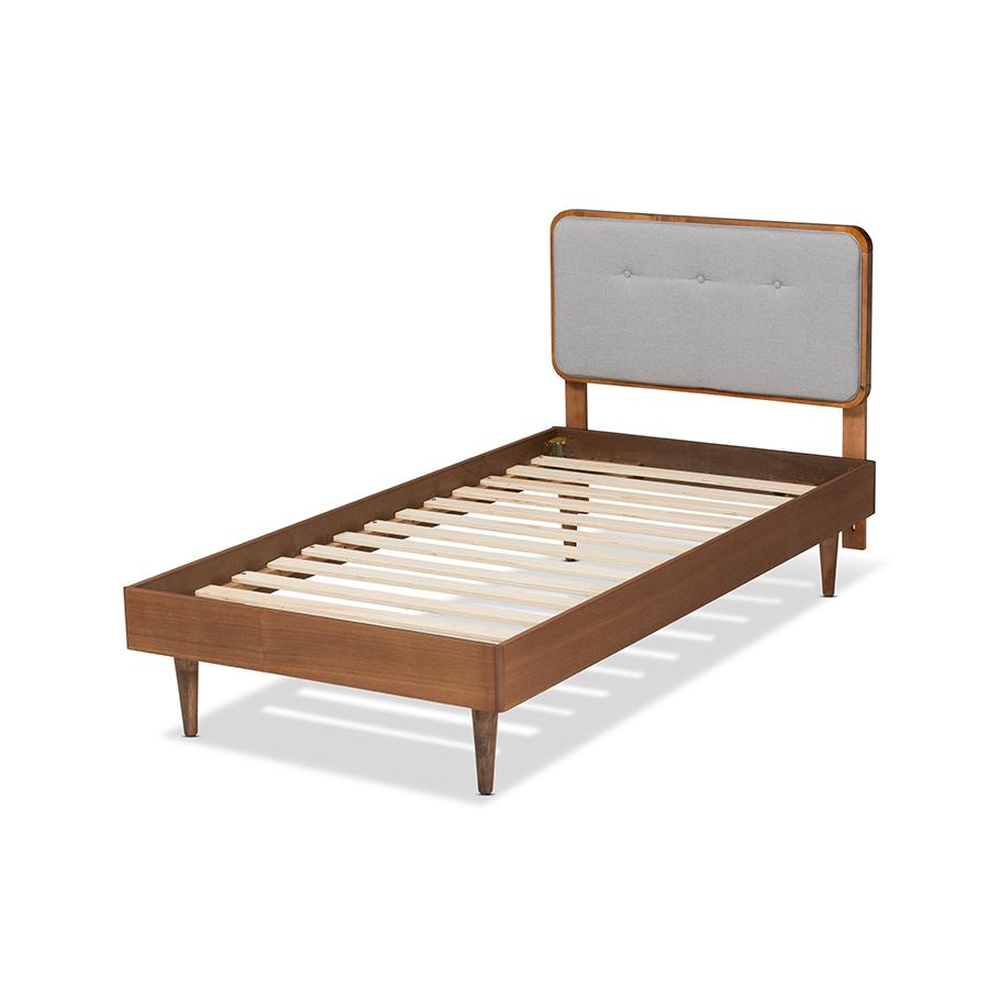 Ash Walnut Finished Wood Twin Size Platform Bed. Picture 3