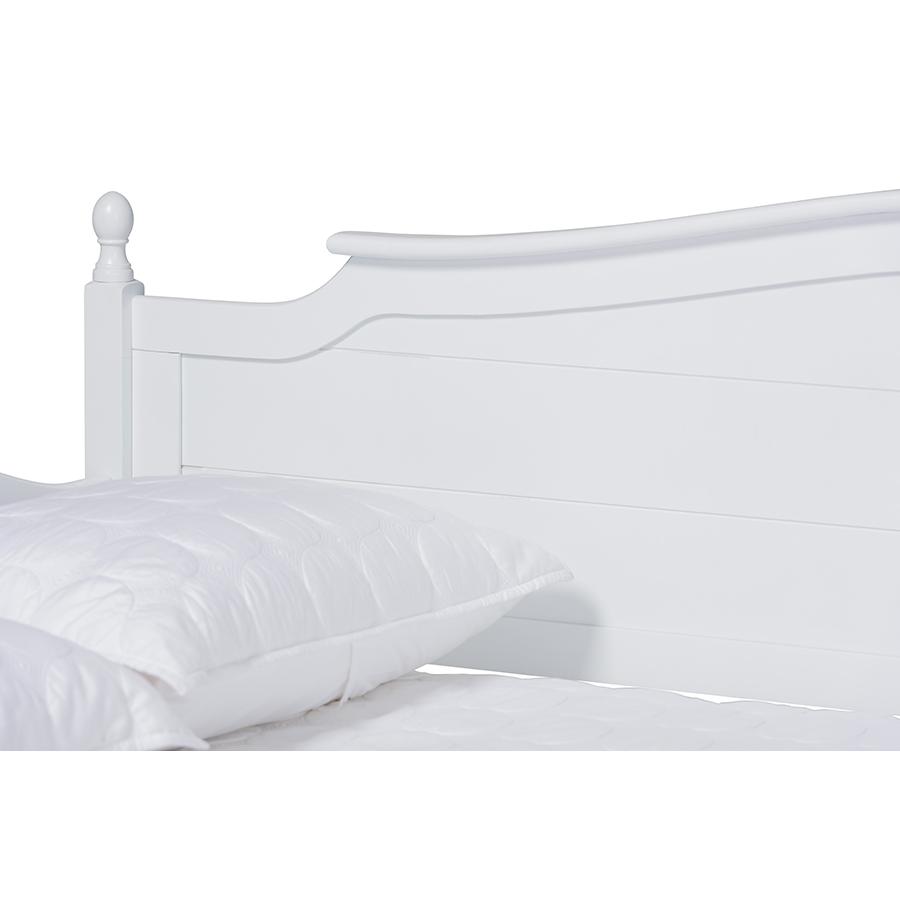 Farmhouse White Finished Wood Full Size Daybed with Roll-out Trundle Bed. Picture 6