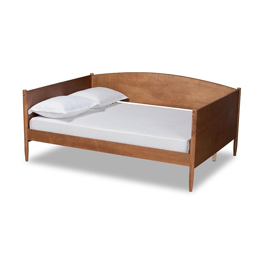 Baxton Studio Veles Mid-Century Modern Ash Walnut Finished Wood Full Size Daybed. Picture 1