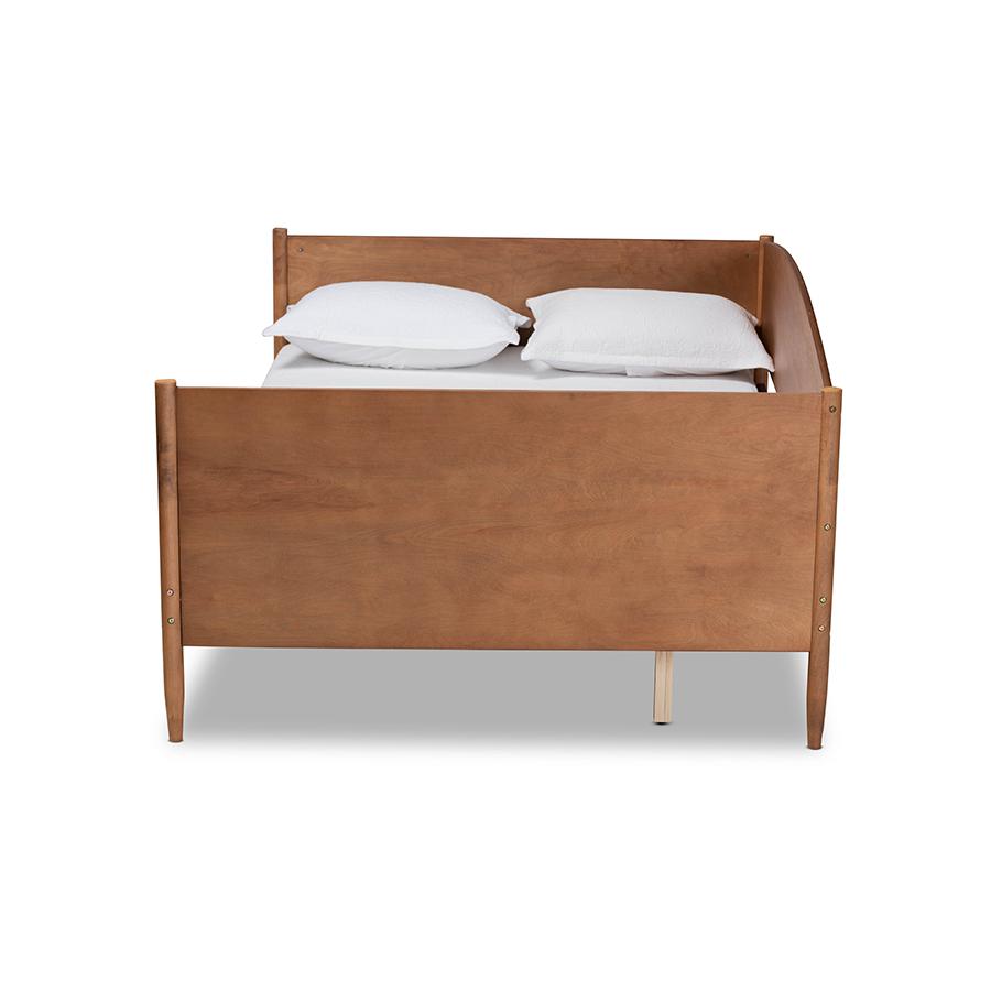 Baxton Studio Veles Mid-Century Modern Ash Walnut Finished Wood Full Size Daybed. Picture 2