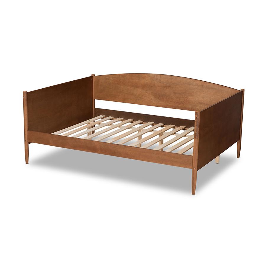 Baxton Studio Veles Mid-Century Modern Ash Walnut Finished Wood Full Size Daybed. Picture 3