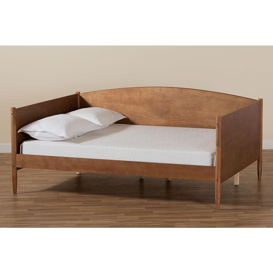 Baxton Studio Veles Mid-Century Modern Ash Walnut Finished Wood Full Size Daybed. Picture 7