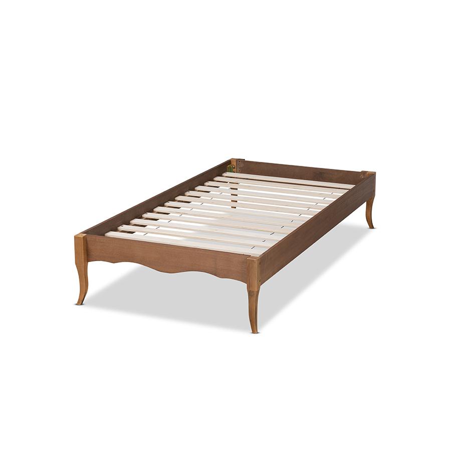 Inspired Ash Walnut Finished Wood Twin Size Platform Bed Frame. Picture 3