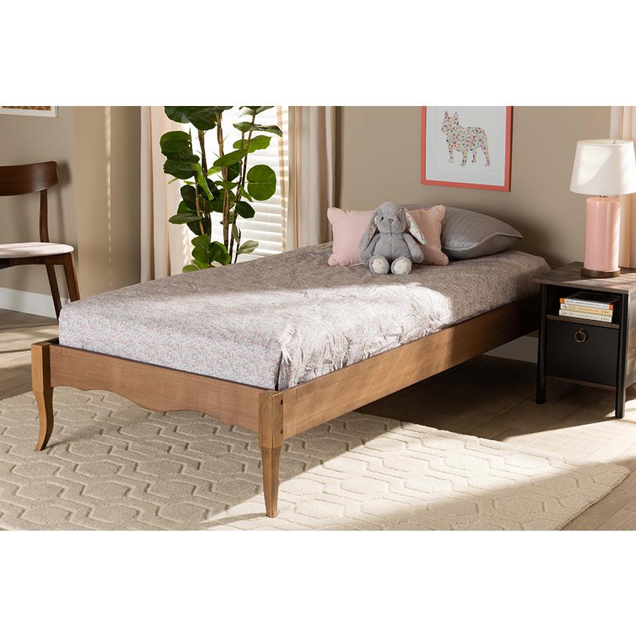 Inspired Ash Walnut Finished Wood Twin Size Platform Bed Frame. Picture 6
