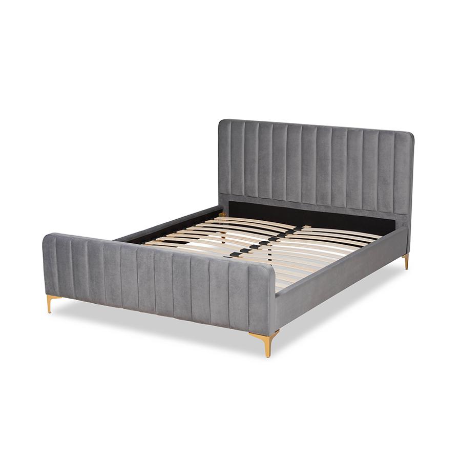 Gold Finished Queen Size Platform Bed. Picture 3