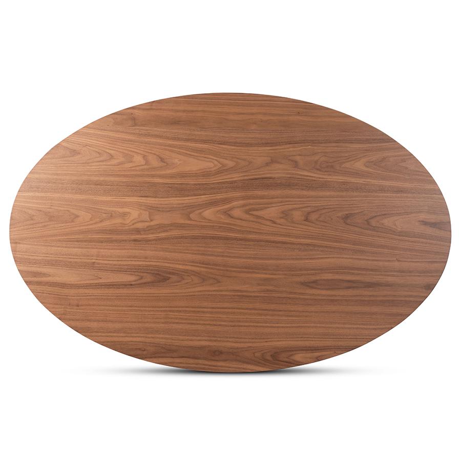 Monte Mid-Century Modern Walnut Brown Finished Wood 71-Inch Oval Dining Table. Picture 4