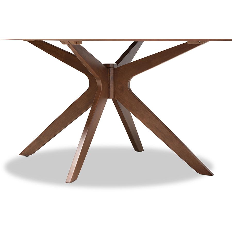 Monte Mid-Century Modern Walnut Brown Finished Wood 71-Inch Oval Dining Table. Picture 5