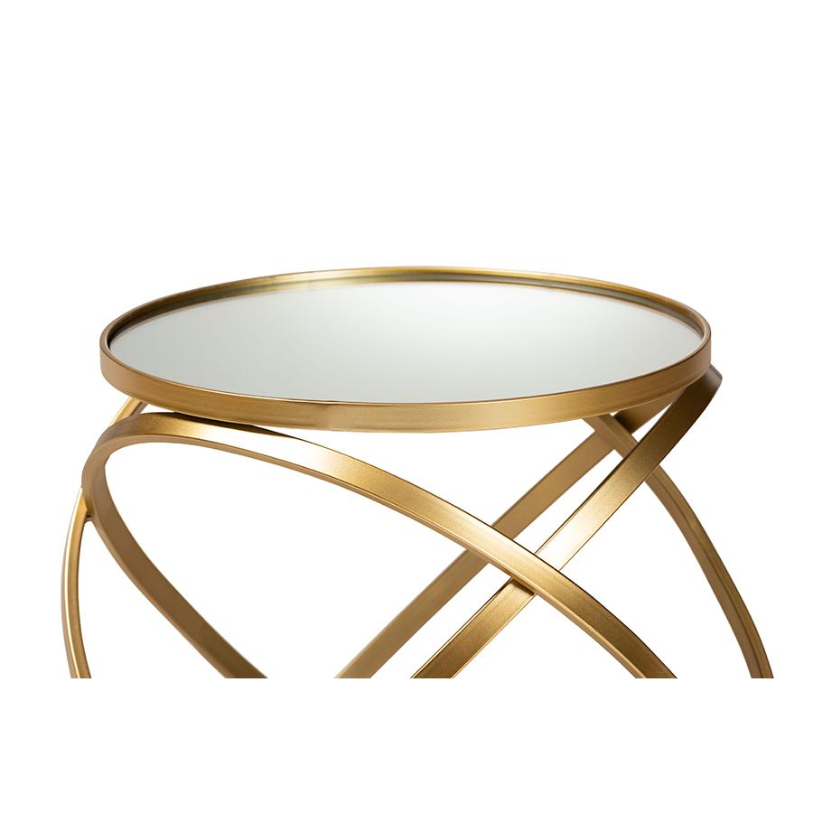 Desma Glam and Luxe Gold Finished Metal and Mirrored Glass End Table. Picture 3