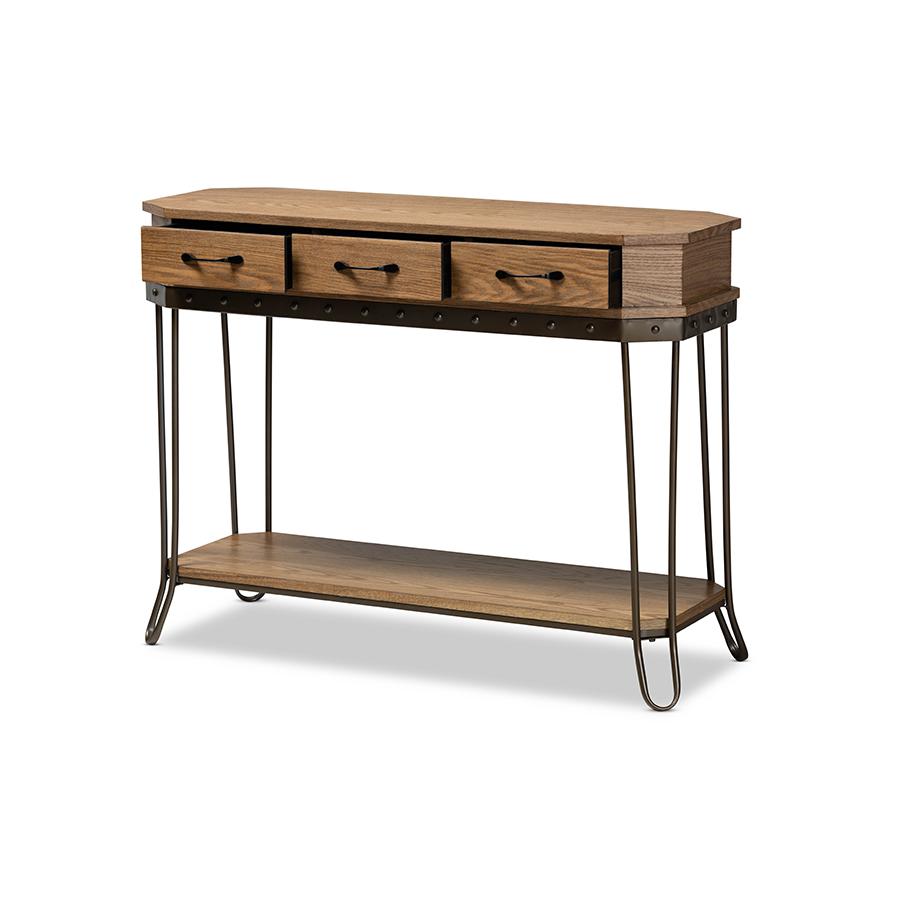 Black Finished Metal 3-Drawer Console Table. Picture 2