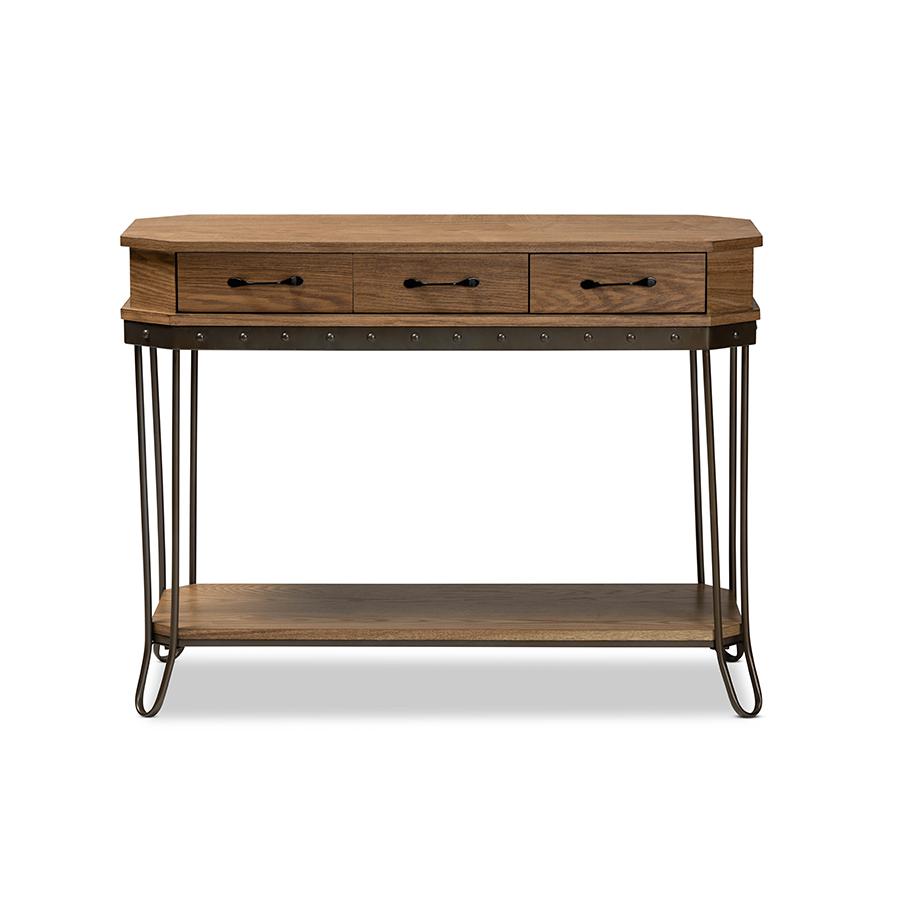Black Finished Metal 3-Drawer Console Table. Picture 3