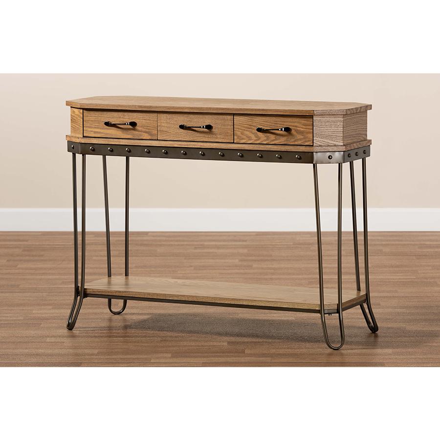 Black Finished Metal 3-Drawer Console Table. Picture 9