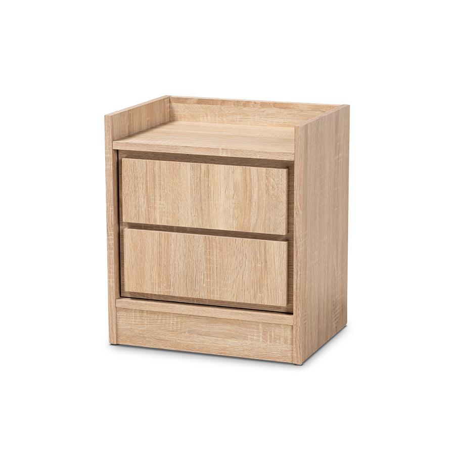 Baxton Studio Hale Modern and Contemporary Oak Finished Wood 1-Door Nightstand. Picture 1