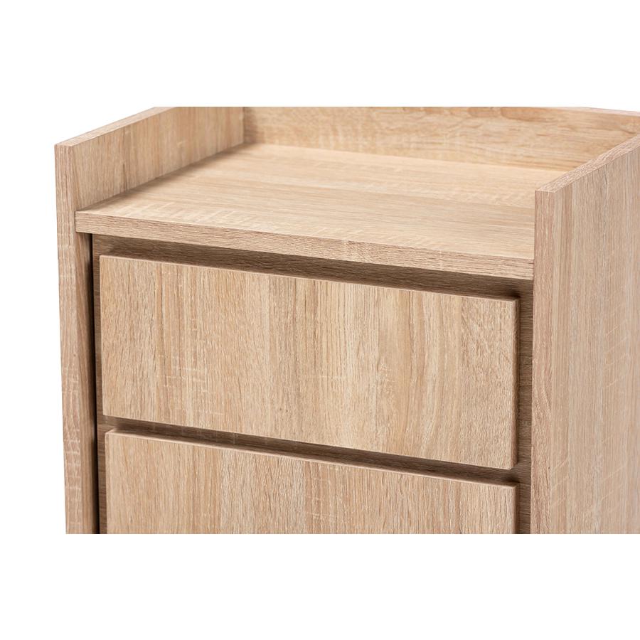 Baxton Studio Hale Modern and Contemporary Oak Finished Wood 1-Door Nightstand. Picture 5