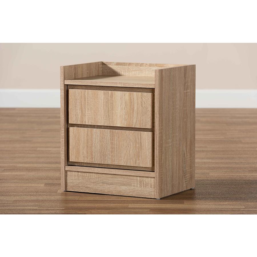 Baxton Studio Hale Modern and Contemporary Oak Finished Wood 1-Door Nightstand. Picture 7