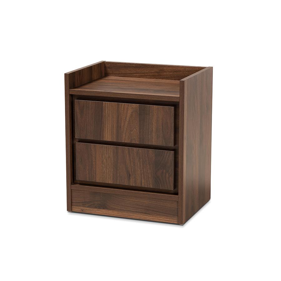 Hale Modern and Contemporary Walnut Brown Finished Wood 1-Door Nightstand. Picture 1