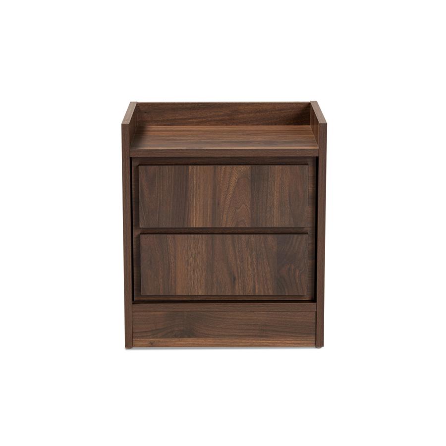 Hale Modern and Contemporary Walnut Brown Finished Wood 1-Door Nightstand. Picture 3