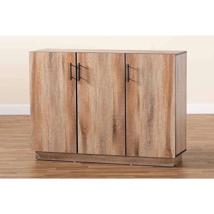 Natural Oak Finished Wood 3-Door Dining Room Sideboard Buffet. Picture 8