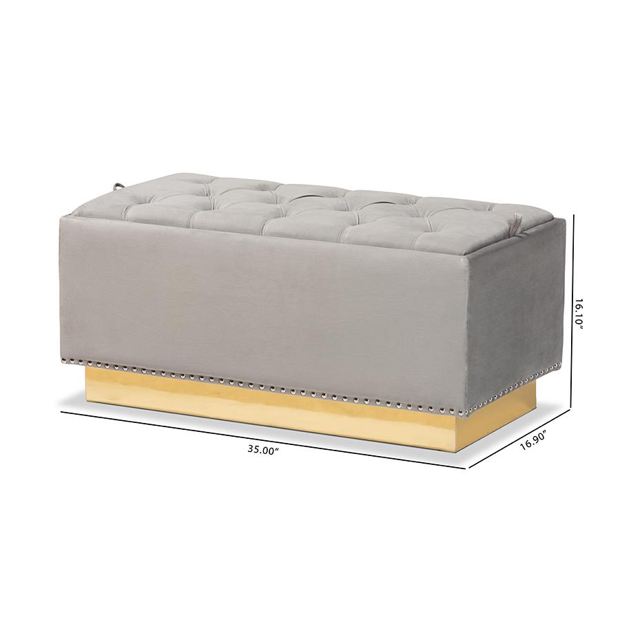 Gold PU Leather Storage Ottoman. Picture 10